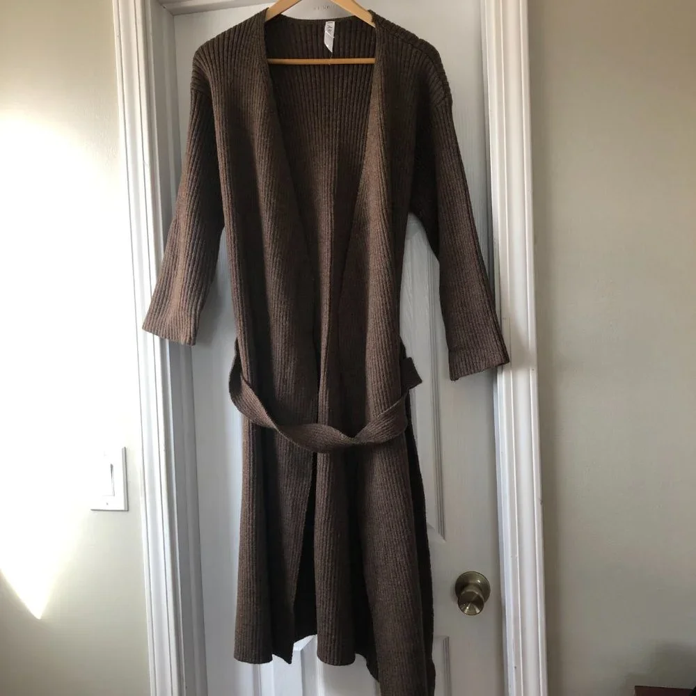 AMADI Anthropologie  Long Sweater Cardigan Duster Rib Knit Brown size S - Picture 5 of 13